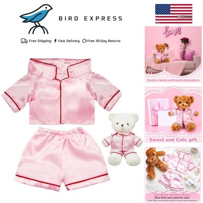 Pink Plush Bear Clothes Outfit Set for 12-16 Inch Stuffed Toys Doll Clothing