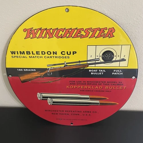 VINTAGE WINCHESTER SHELL HUNTING GASOLINE OIL PORCELAIN SIGN