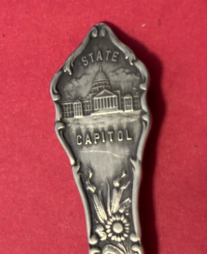 Cucchiaio souvenir Scenic Kansas SSMC argento sterling 14,7 g 5,25" - Foto 7 di 8