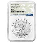 2021 $1 1-oz T-2 American Silver Eagle NGC MS70 FDI 35th Anniversary Label