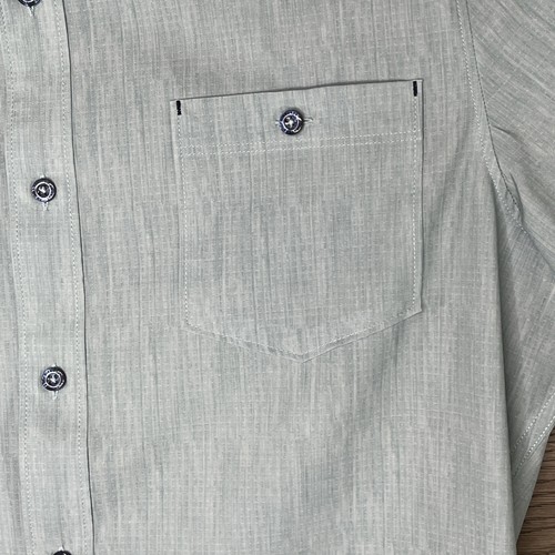 7Diamonds Shirt Mens Large Blue Green Heather 4 Way Stretch Button Up Short Slv - Picture 3 of 8