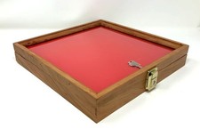 Knife Display Case Arrowheads 12 x 12 Coin Rock Cherry  Red Wood USA Shadow Box