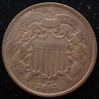 KAPPYSCOINS GH911  1864  FINE    CIVIL WAR USED AND DATED TWO CENT PIECE