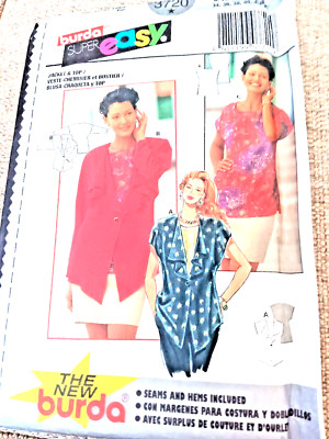 Burda super easy pattern for top and jacket. 3720, sizes 8-18. uncut