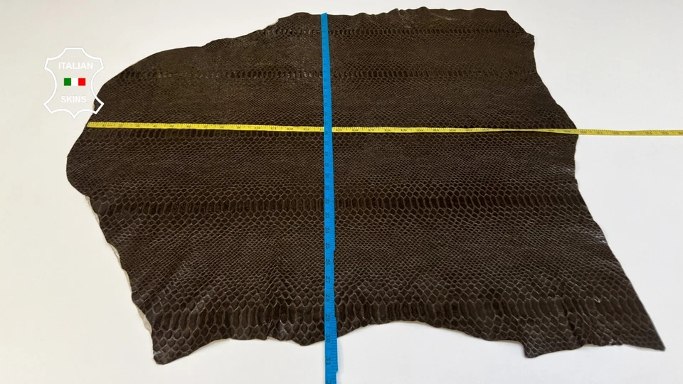 BROWN OLIVE SNAKE SHINY PRINT on Thin Soft Lambskin leather 6sqf 0.5mm B5099 - Image 3 of 4