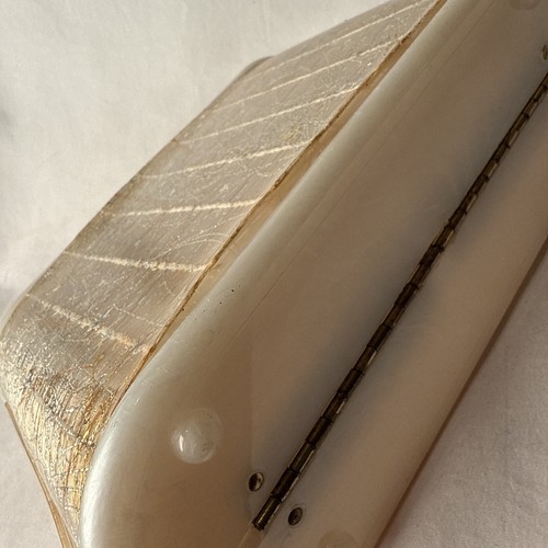 1950s Cream and Gold Star Confetti Lucite Bag with Twisted Lucite Handle 50s - Picture 10 of 13
