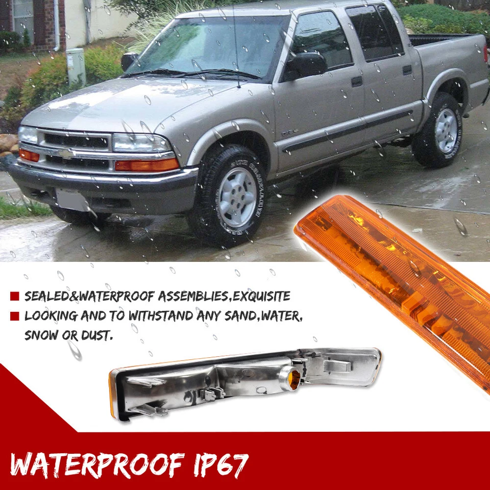 Turn Signal Light Set For 1998-2004 Chevrolet S10 GMC Sonoma Jimmy Blazer Front - Image 4 of 4