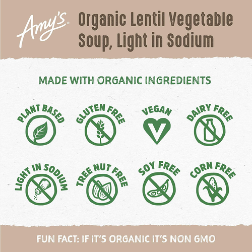 Amy’S Soup Vegan Light in Sodium Lentil Vegetable Soup,14.5 Oz 12 Pack - 第 6/12 張圖片