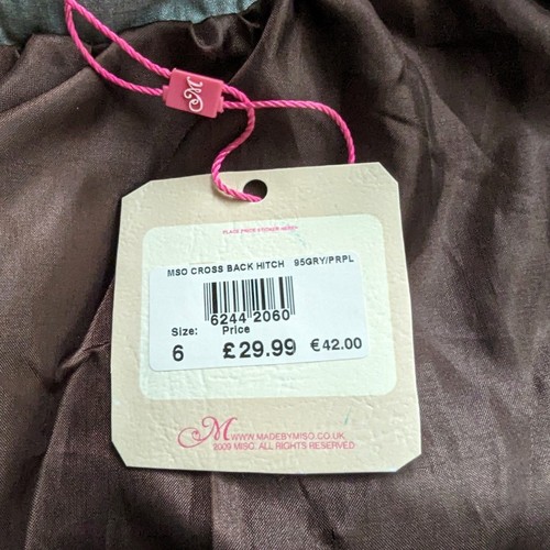 Vestido de fiesta Miso gris metálico púrpura dobladillo burbuja abullonada cuello halter espalda abierta 6 - Imagen 16 de 16