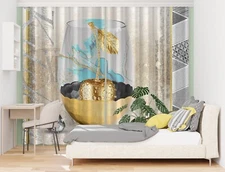 3D Golden Cherry Cup ZHUA4182 Photo Curtain Window Blockout Fabric Amy 2023