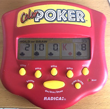 Radica Color Poker Handheld Electronic LCD Casino Game Works Sound 1999 Figural