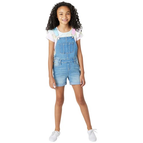 NWT Vigoss Youth Girl's 2-Pc Cotton T-Shirt and Denim Overall Shortall Set S-XL - Picture 3 of 19