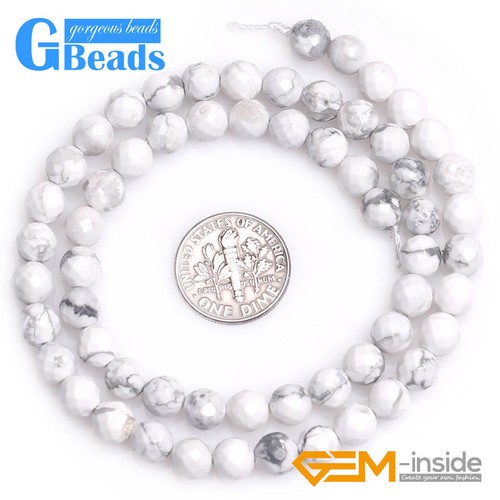 Natürliche weiße Howlite türkis Edelstein facettiert rund lose Perlen Schmuck 15" - Bild 13 von 26