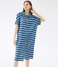 2024SS Fashion Autumn Pleated Dress Women's Loose and Casual Mid Length Dress