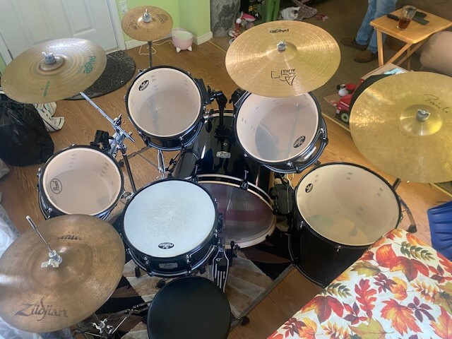 Pearl Export Series 6 pc Drum Set Complete: Cymbals, Stands, Pedal