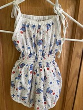 Vintage Polar Infantswear bubble romper With Blue Elephant Print 2T