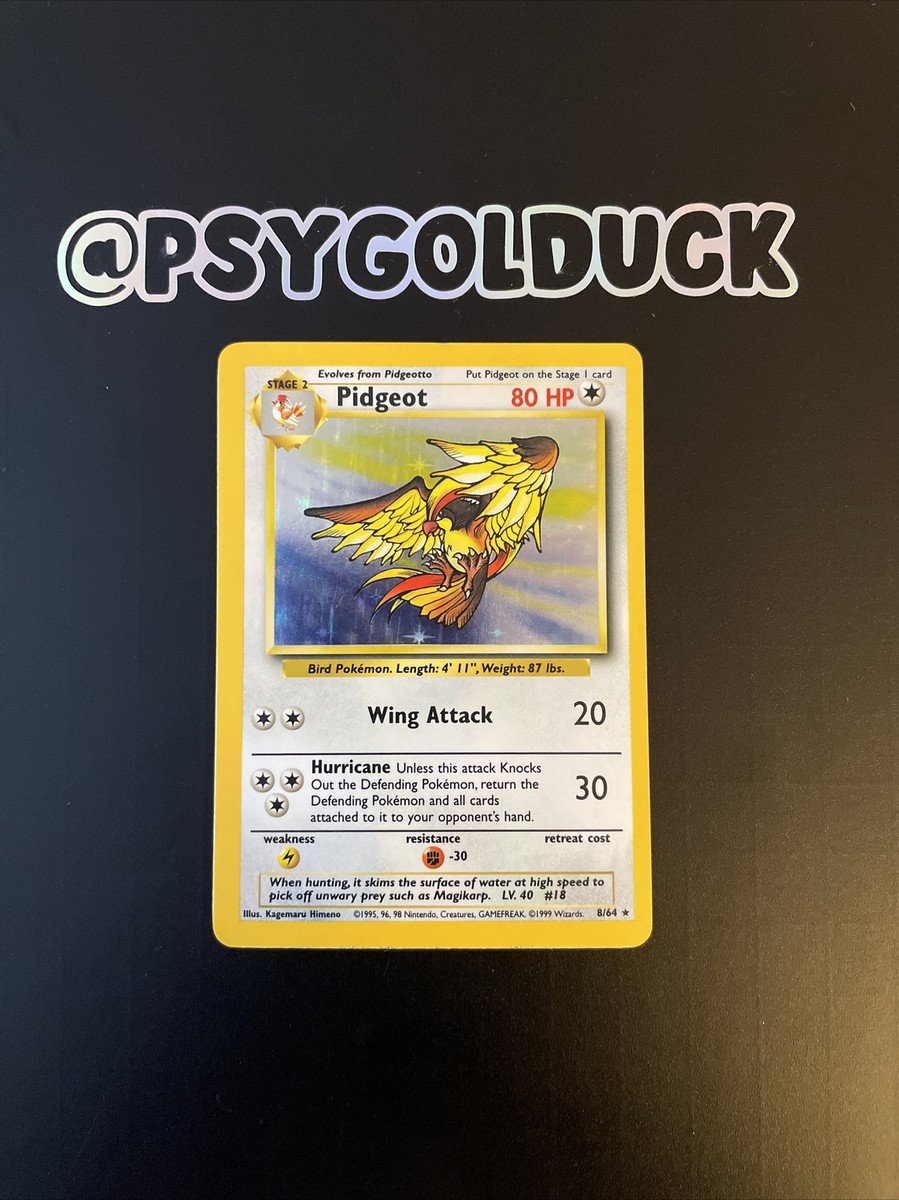 Pokemon PIDGEOT 8/64 ERROR NO SYMBOL JUNGLE SET HOLO Vtg Card 
