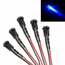 5x UV Ultra Violet Pre Wired 3mm LED + Bezel Holder Light Lamp 12V