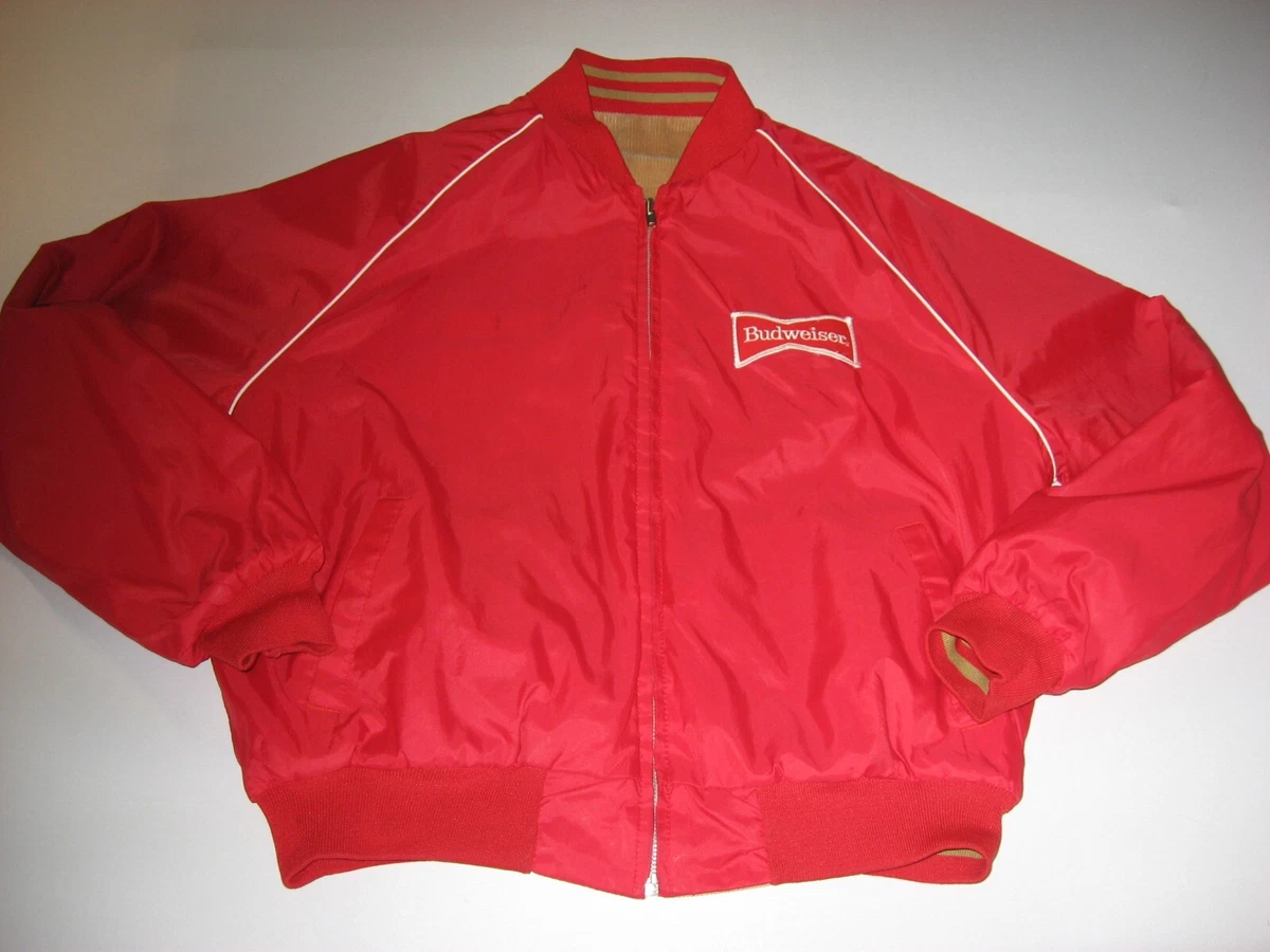 Vintage A u0026 Eagle Collection Budweiser Men's Satin Corduroy Reversible  Bomber Ja | eBay