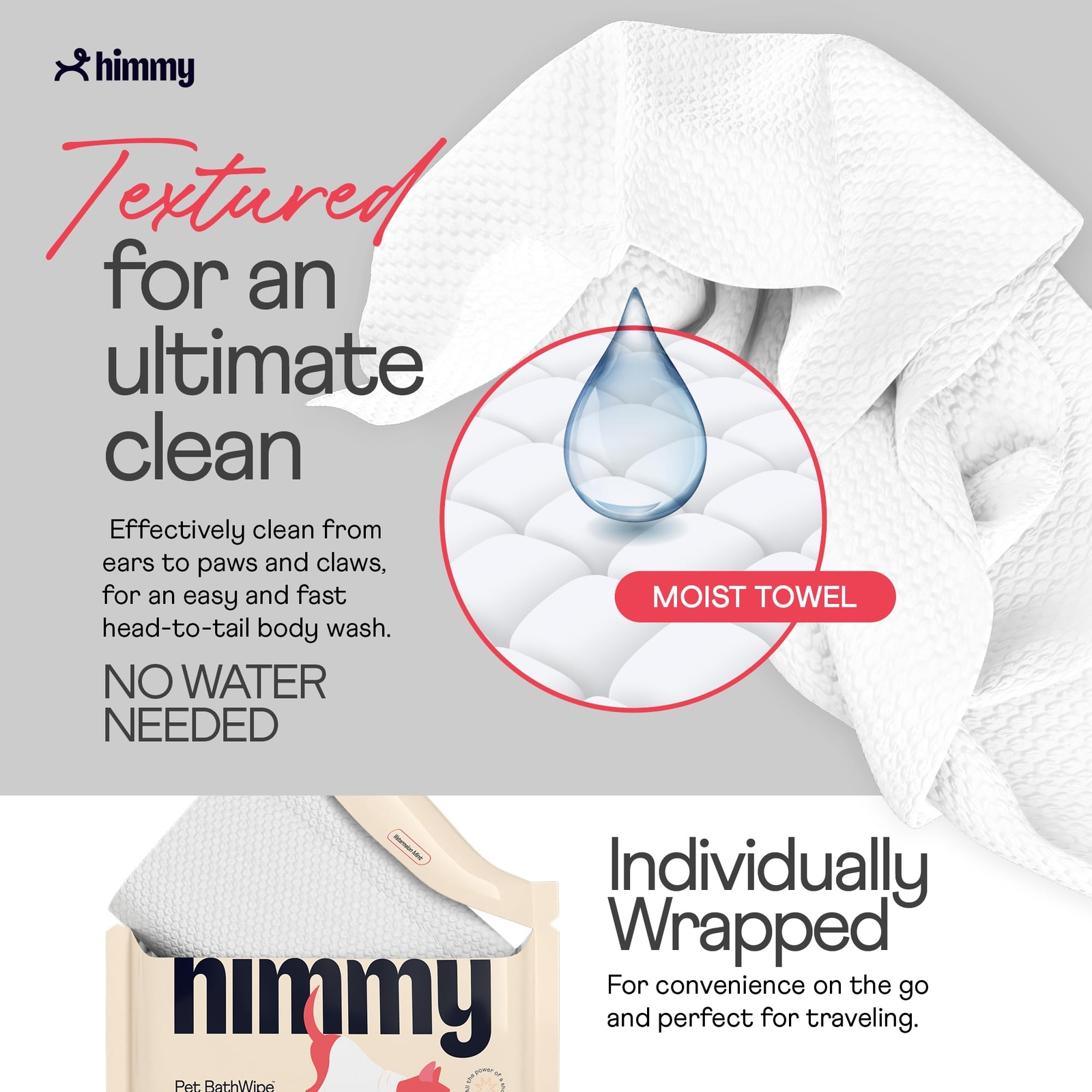 Himmy Large Pet Wipes for Dogs and Cats - 12" x 18" Bath Wipes for Cleaning, ...