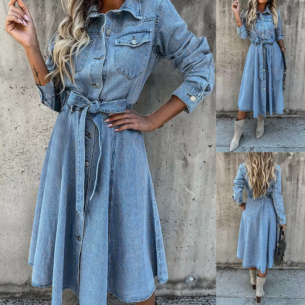Ladies midi top denim dress