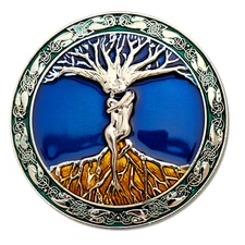 Belt Buckle Tree of Life Enamel Odin's Askr Embla 80mm Wide Norse Viking Buckle