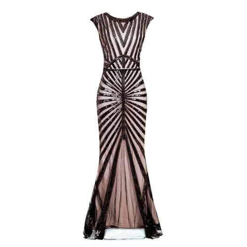 Vintage 1920s Flapper Dress Great Gatsby PROM Party Sequin Maxi Fancy Costume - Picture 3 of 17