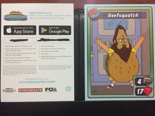 SDCC Fox Animation Throwdown Mobile Game Bob’s Burgers Gene Promo Card W/Code