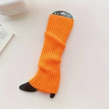 NEW Orange Leg Warmers Ribbed Knit 15"