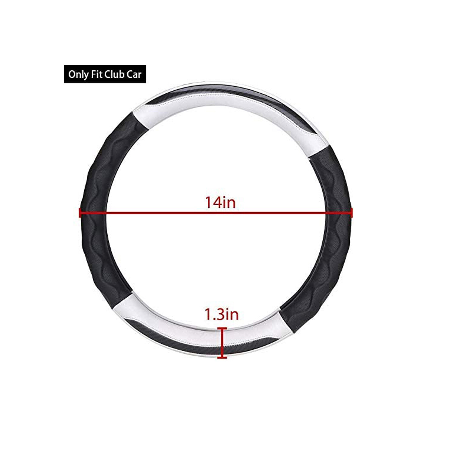 10L0L Golf Cart Steering Wheel Cover for Yamaha & Club Car, 14 Inch Black+White
