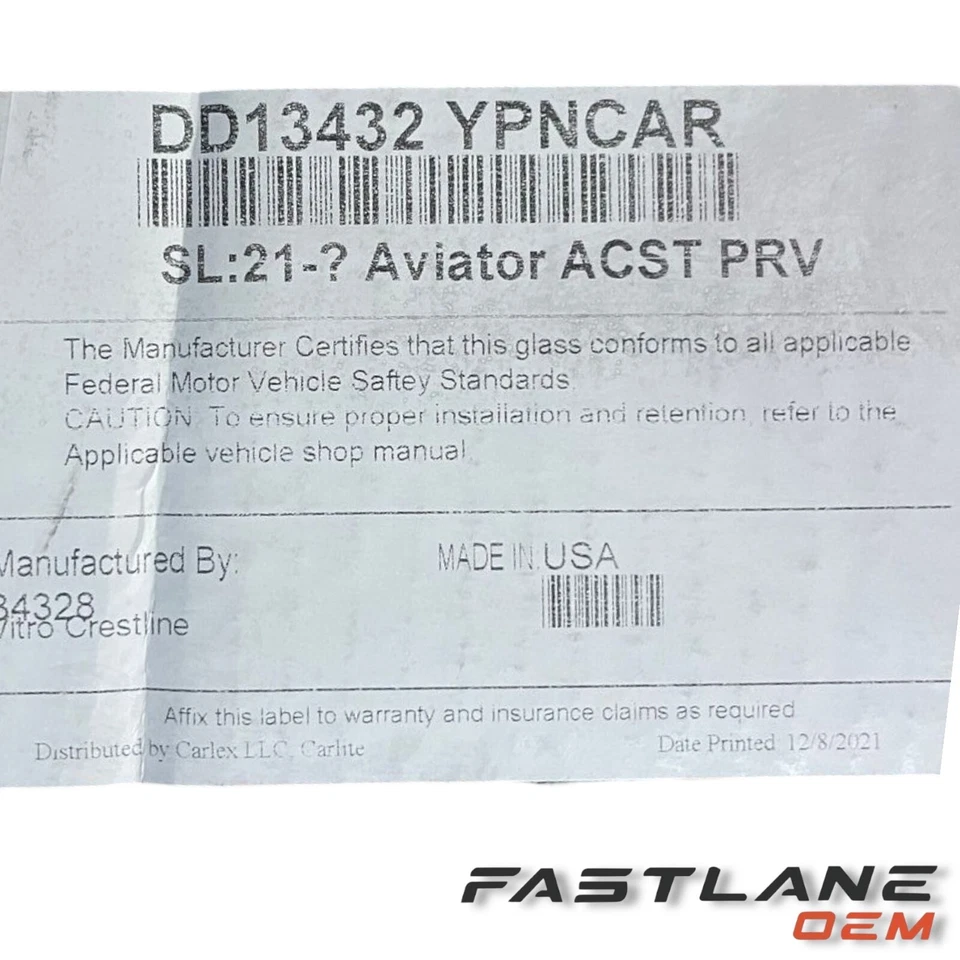 Lincoln Aviator 2020-2023 puerta trasera izquierda cristal nuevo OEM LC5Z-7825713-F Foto 4 de 4