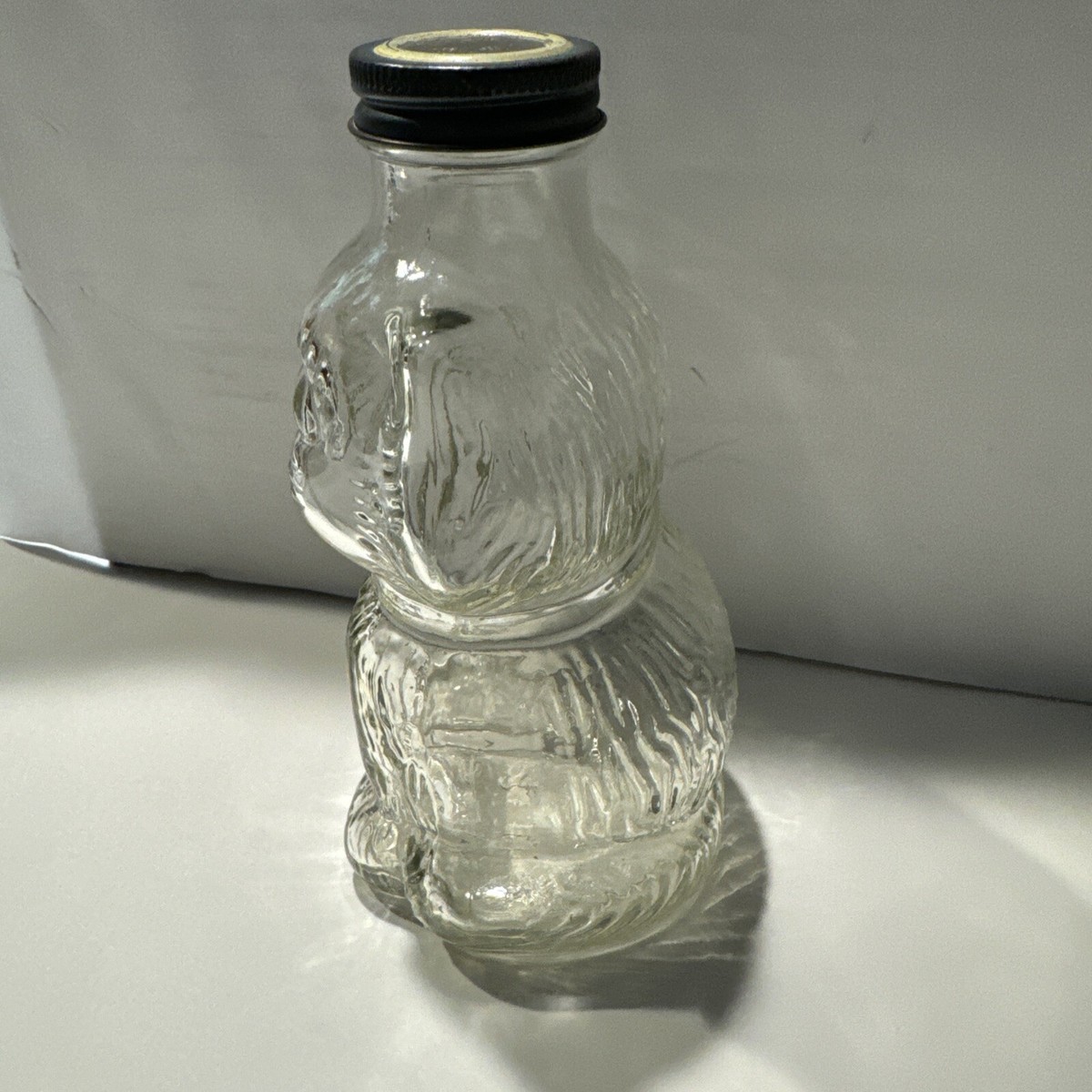 Clear Glass Cat Kitten Shaped Bottle with Lid - Vintage | eBay