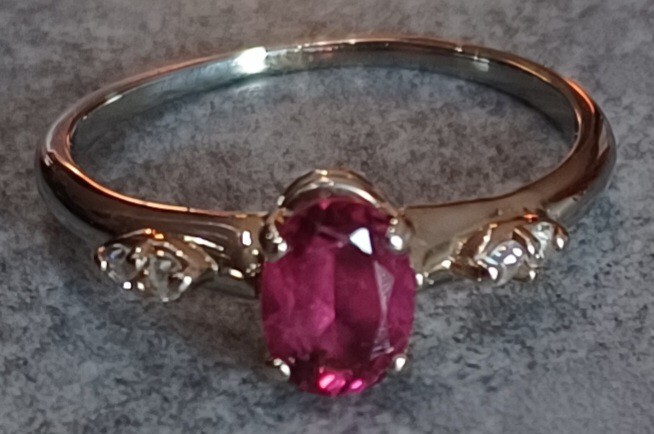 18kt. Solid White Gold, Ruby & Diamond Ladies Rin… - image 1