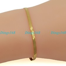 Real 18K Yellow Gold Filled Tarnish-Resistant 2mm Flat Snake Chain Bracelet A5CB