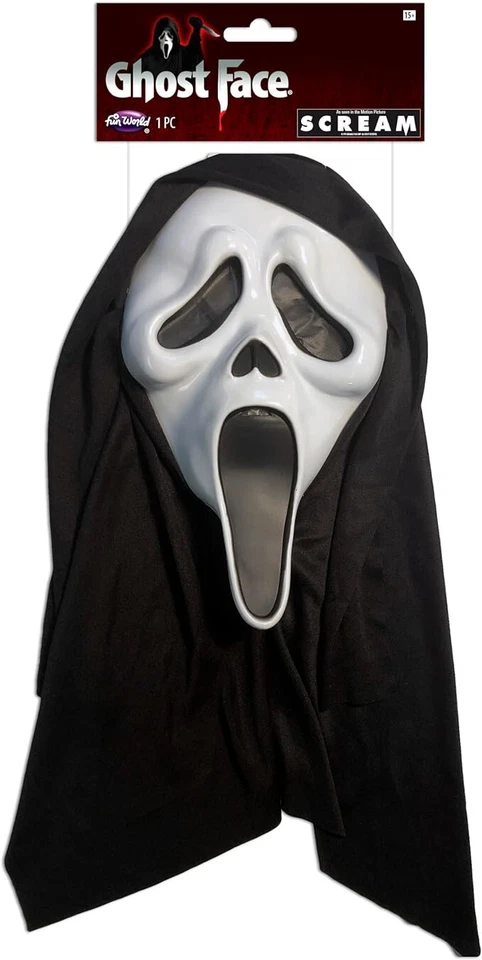 Máscara Ghost Face Scream blanca negra capucha para halloween hombres mujeres adultos nueva aterradora Foto 3 de 3