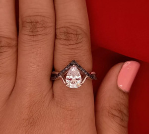 Authentic 2Ct Pear Cut Simulated Diamond Women's Engagement Ring 14K White Gold Plated
