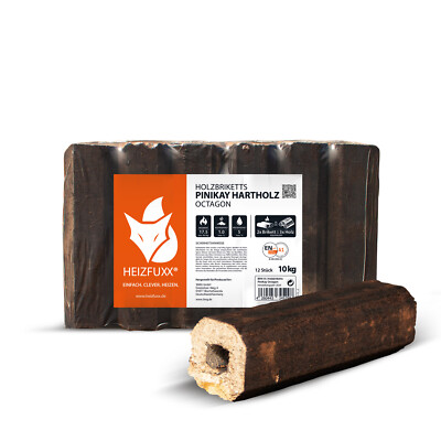HEIZFUXX  Hartholzbrikett PiniKay Octagon | 2x10kg Karton