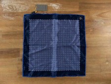  NO CUSTOMS TAX CANALI navy blue micro print silk pocket square authentic NWT
