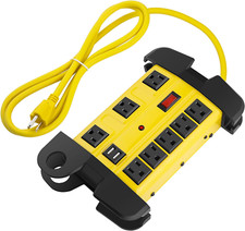Heavy Duty Power Strip with USB, Workshop 8 Outlet Surge Protector 2700 Joules,