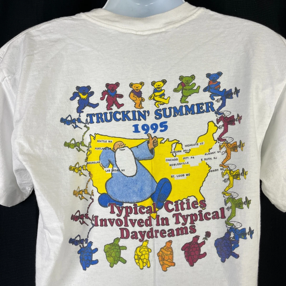 Grateful Dead Vintage Wheel Truckin Summer 1995 Concert Tour L T-Shirt Large USA