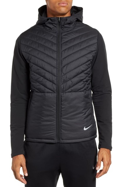 Nike Aerolayer Aeroloft Hooded Repel Men's Running Jacket Light Black (l) Cj5474 for sale online 