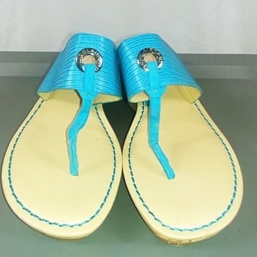 Liz Claiborne Shoes Women's Blue Cork Heel Wedge Slip On Sandals Size 8.5M - Picture 5 of 9
