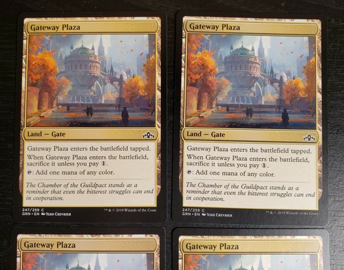 4x Gateway Plaza Guilds of Ravnica 2018 Mtg Magic Card Colorless Land Mana 247 - Picture 2 of 4