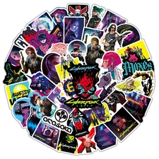 100 Cyberpunk 2077 Stickers Pack For Laptop/Waterbottle/Phone/Guitar/Skateboard