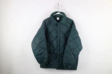 Vintage 90s Streetwear Mens Large Faded Blank Quilted Full Zip Jacket Green