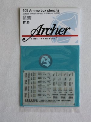 Archer 1/35 M7 Priest 105mm Ammo Crate Stencils (for Resicast kits) AR35288
