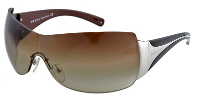 rare PRADA SPR04I 7N6-6S1 Black Brown Shield Wrap Sunglasses Italy