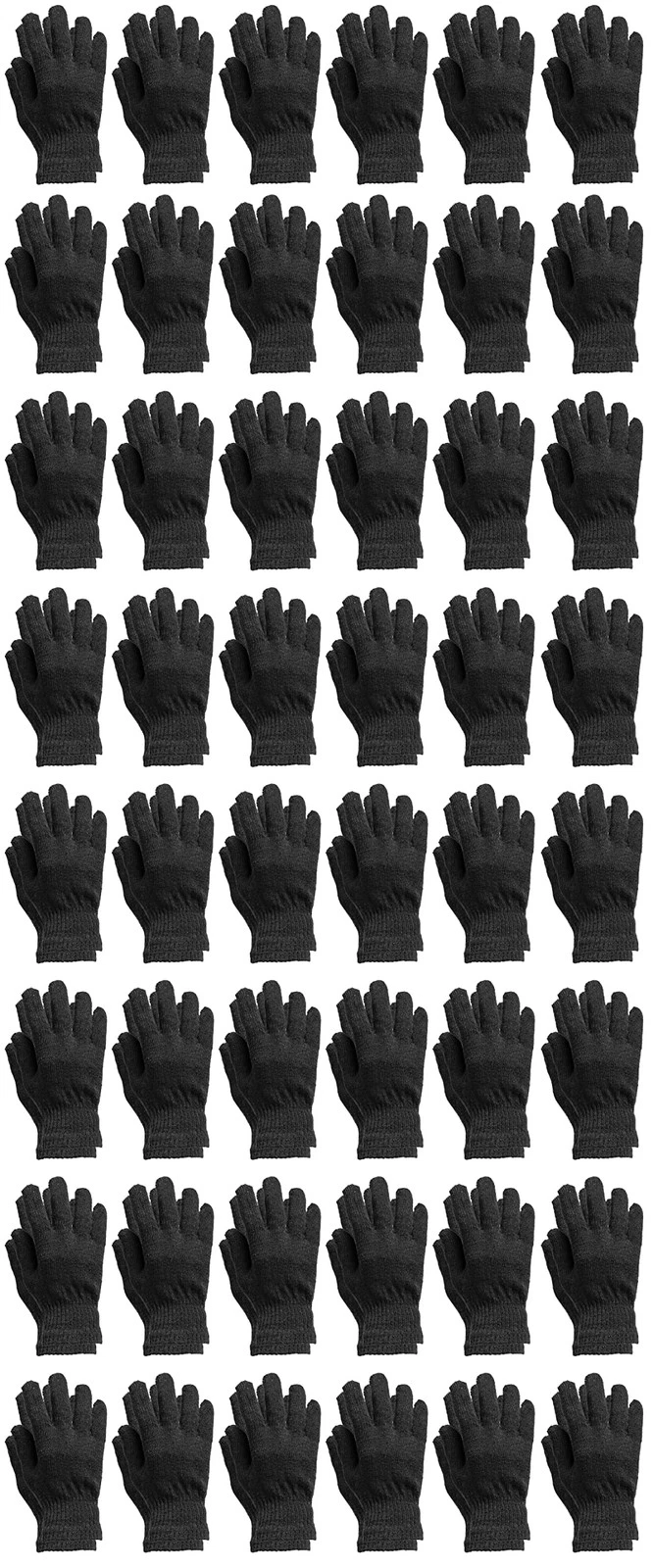 48 Pack Unisex Warm, Stretchy Thermal Winter Gloves Bulk Wholesale(Unisex Black)