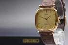 [Near MINT w/Box] Vintage SEIKO Dolce 5931-5400 Gold Dial  Quartz Men's Watch