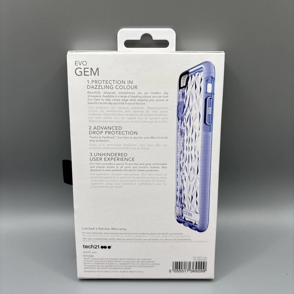 iPhone 6 Plus or 6S Plus Tech 21 Case for  - Evo Gem IMPACT PROTECTION Lilac - Image 2 of 3